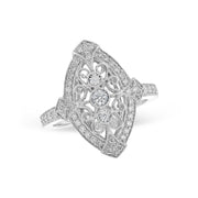Vintage-Inspired 14K White Gold Marquise Shape Diamond Ring