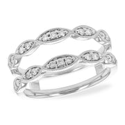 Vintage-Inspired 14K White Gold Scalloped Diamond Engagement Ring Guard