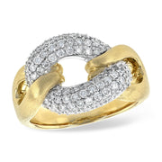 14K Yellow Gold Diamond Pavé Link Ring