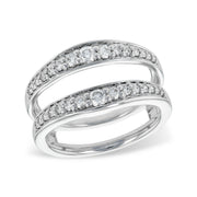 14K White Gold Straight Diamond Engagement Ring Guard