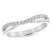 14K White Gold Curved Diamond Engagement Ring Guard