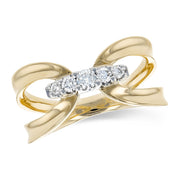 14K Yellow Gold Linked Diamond Ring