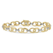 Textured 14K Yellow Gold Diamond Link Bracelet
