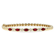14K Yellow Gold Ruby & Diamond Bangle Bracelet