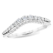 14K White Gold Curved Diamond Rope Design Engagement Ring Wrap