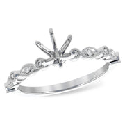 Vintage Inspired 14K White Gold Diamond Semi-Mount Engagement Ring