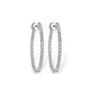 14K White Gold 1.00 Carat Diamond Hoop Earrings
