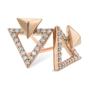 14K Rose Gold Diamond Pyramid Earrings
