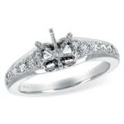Wide 14K White Gold Diamond Semi-Mount Engagement Ring