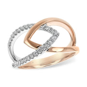 Two-Tone 14K White & Rose Gold Diamond Link Ring