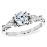 Vintage Inspired 14K White & Yellow Gold Diamond Semi-Mount Engagement Ring