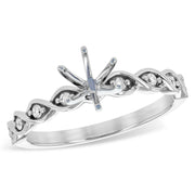 14K White Gold Twisted Diamond Semi-Mount Engagement Ring