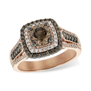 14K Rose Gold Multiple Halo Cognac Diamond Ring