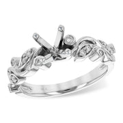 14K White Gold Floral Diamond Semi-Mount Engagement Ring