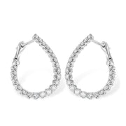14K White Gold Front-Facing Diamond Hoop Earrings