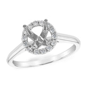 14K White Gold Round Diamond Halo Semi-Mount Engagement Ring