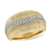 14K Yellow Gold Textured Diamond Ring