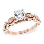 Vintage Inspired 14K Rose Gold Diamond Semi-Mount Engagement Ring