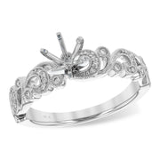 Vintage Inspired 14K White Gold Floral Diamond Semi-Mount Engagement Ring