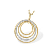 14K Two-Tone Gold Diamond & Textured Multiple Circle Pendant