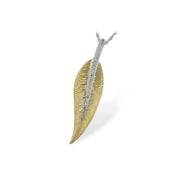14K Two-Tone Gold Leaf Diamond Accent Pendant