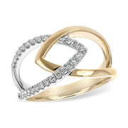 14K Two-Tone Gold Diamond Link Ring