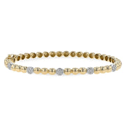 14K Yellow Gold Diamond Bubble Cluster Bangle Bracelet