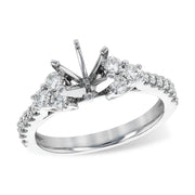 14K White Gold Shared-Prong Diamond Semi-Mount Engagement Ring
