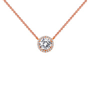 Sterling Silver 1.23 Carat Halo Necklace