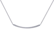 Sterling Silver 0.32 Carat Curved Bar Necklace
