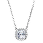 Sterling Silver 1.40 Carat Halo Necklace