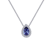 Sterling Silver Pear-Shaped Halo Necklace