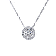 Sterling Silver 0.62 Carat Round Halo Necklace