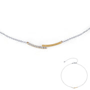 Sterling Silver Mixed-Color Pavé Bar Necklace