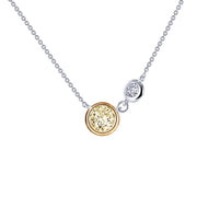 Sterling Silver Bezel Accented Solitaire Necklace