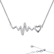 Sterling Silver Heart & Heartbeat Necklace