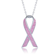 Sterling Silver Pavé Pink Ribbon Necklace