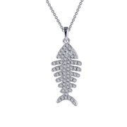 Sterling Silver 0.92 Carat Fishbone Necklace