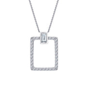 Sterling Silver Open Rectangle Necklace
