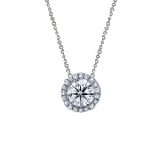 Sterling Silver 0.63 Carat Halo Necklace