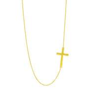 14K Yellow Gold Flat Cross Necklace