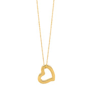 14K Yellow Gold Open Heart Necklace