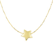 14K Yellow Gold Puffed Star Necklace