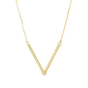 14K Yellow Gold Diamond Cut V Necklace