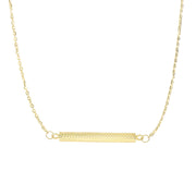 14K Yellow Gold Diamond Cut Bar Necklace