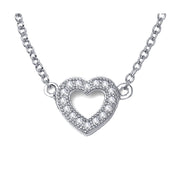 Sterling Silver 0.18 Carat Open Heart Necklace