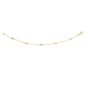 14K Two-Tone Gold Diamond Cut Bead Pear Shape Station Necklace