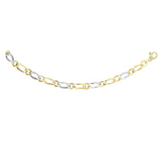 14K Two-Tone Gold Polished Alternating Oval & Round Link Chain Necklace