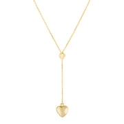 14K Yellow Gold Heart Lariat Necklace