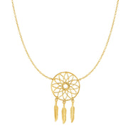 14K Yellow Gold Dreamcatcher Necklace